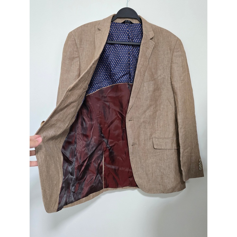 Marc Martin New York 100% Linen Blazer Mens 42R Tan Natural Fibers Preppy Resort - Picture 3 of 15